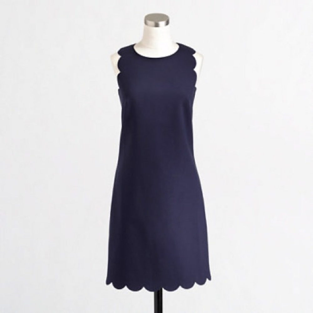 J. Crew navy scalloped dress